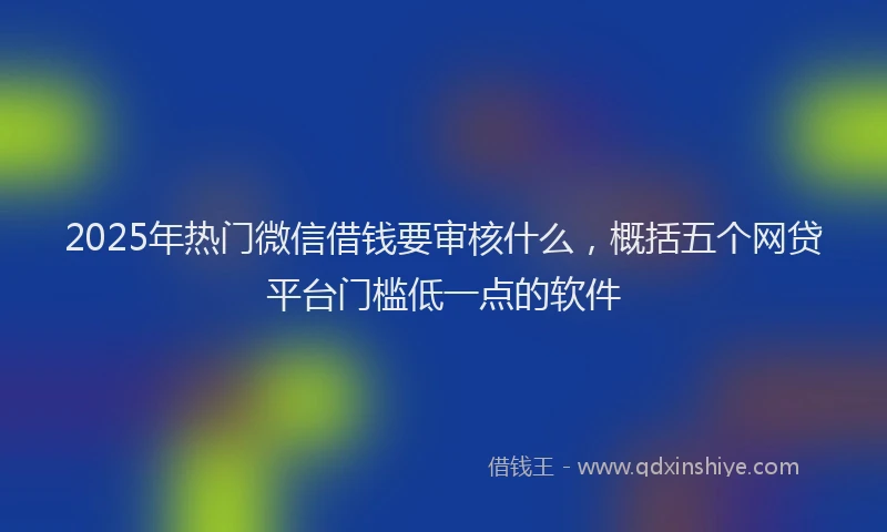 2025年热门微信借钱要审核什么，概括五个网贷平台门槛低一点的软件
