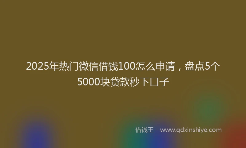 2025年热门微信借钱100怎么申请，盘点5个5000块贷款秒下口子