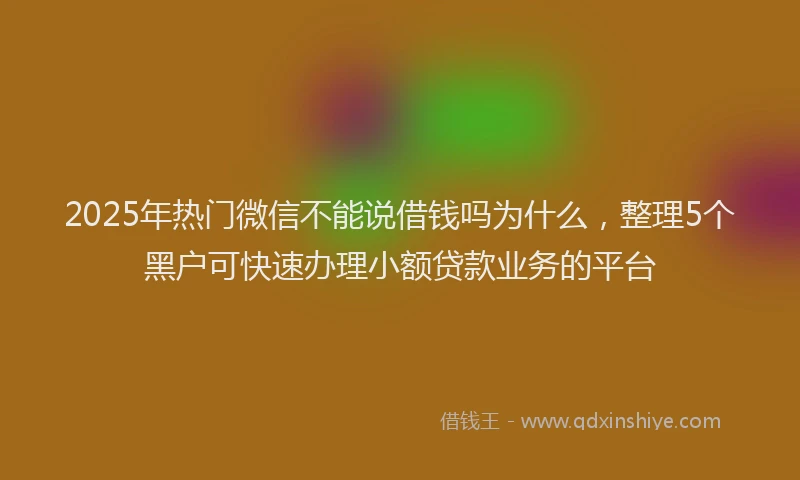 2025年热门微信不能说借钱吗为什么，整理5个黑户可快速办理小额贷款业务的平台