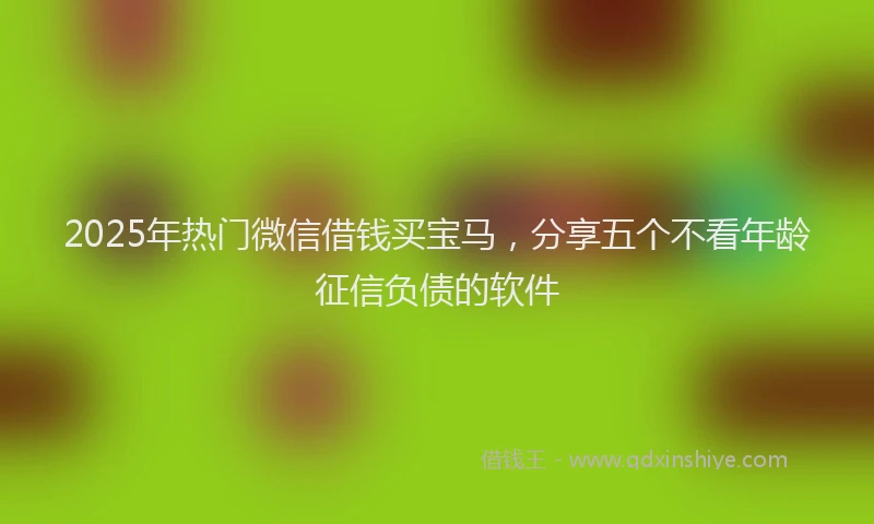 2025年热门微信借钱买宝马,分享五个不看年龄征信负债的软件