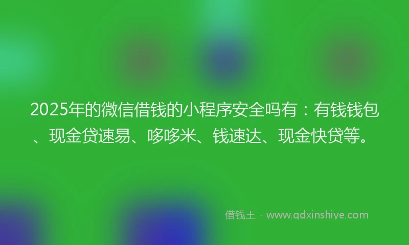 2025年的微信借钱的小程序安全吗有：有钱钱包、现金贷速易、哆哆米、钱速达、现金快贷等。