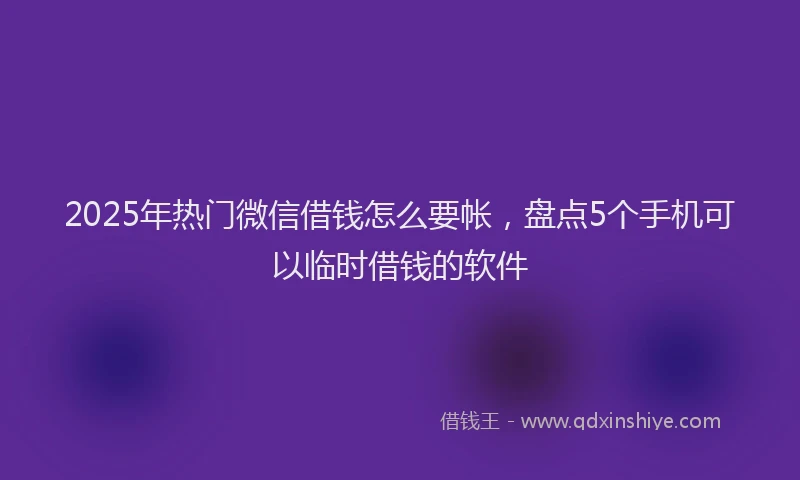 2025年热门微信借钱怎么要帐，盘点5个手机可以临时借钱的软件