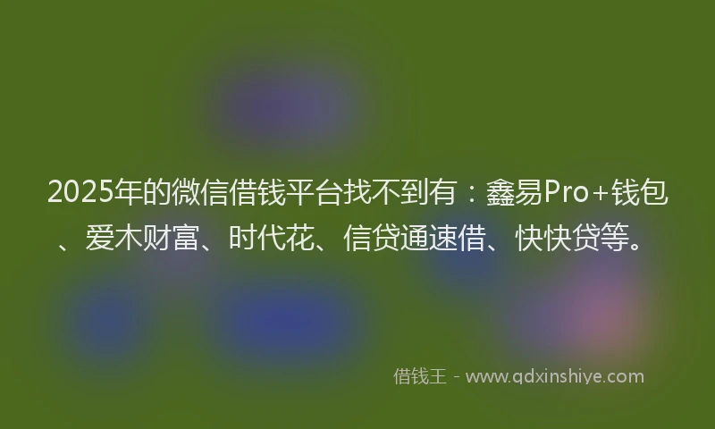 2025年的微信借钱平台找不到有：鑫易Pro+钱包、爱木财富、时代花、信贷通速借、快快贷等。