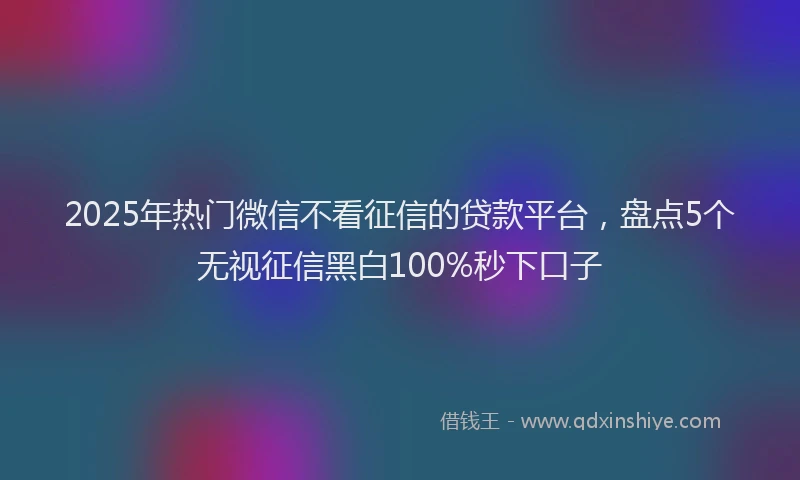 2025年热门微信不看征信的贷款平台，盘点5个无视征信黑白100%秒下口子