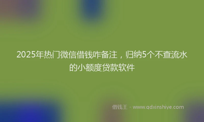 2025年热门微信借钱咋备注，归纳5个不查流水的小额度贷款软件