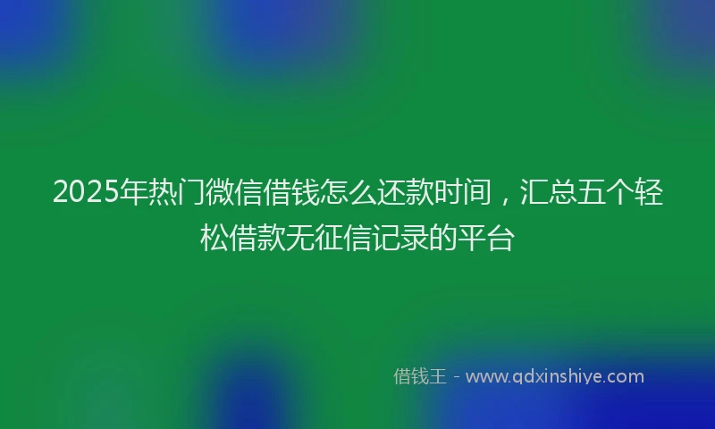2025年热门微信借钱怎么还款时间，汇总五个轻松借款无征信记录的平台