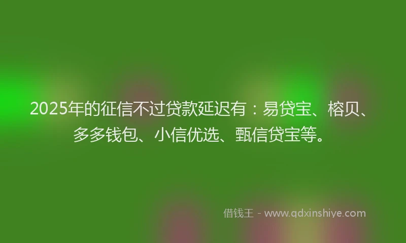2025年的征信不过贷款延迟有：易贷宝、榕贝、多多钱包、小信优选、甄信贷宝等。