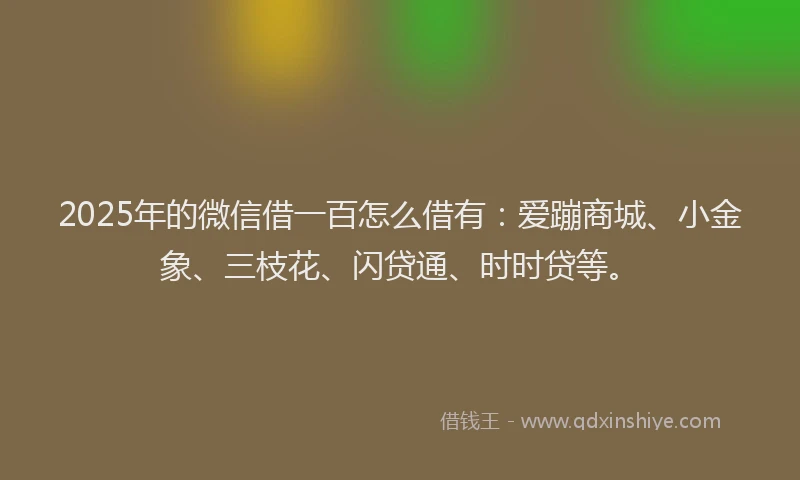 2025年的微信借一百怎么借有：爱蹦商城、小金象、三枝花、闪贷通、时时贷等。