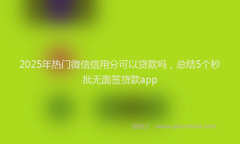 2025年热门微信信用分可以贷款吗，总结5个秒批无面签贷款app