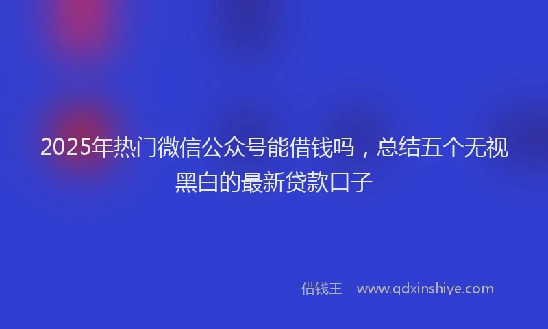 2025年热门微信公众号能借钱吗，总结五个无视黑白的最新贷款口子