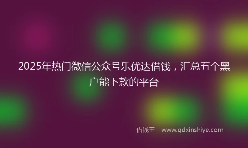 2025年热门微信公众号乐优达借钱，汇总五个黑户能下款的平台