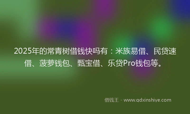 2025年的常青树借钱快吗有：米族易借、民贷速借、菠萝钱包、甄宝借、乐贷Pro钱包等。