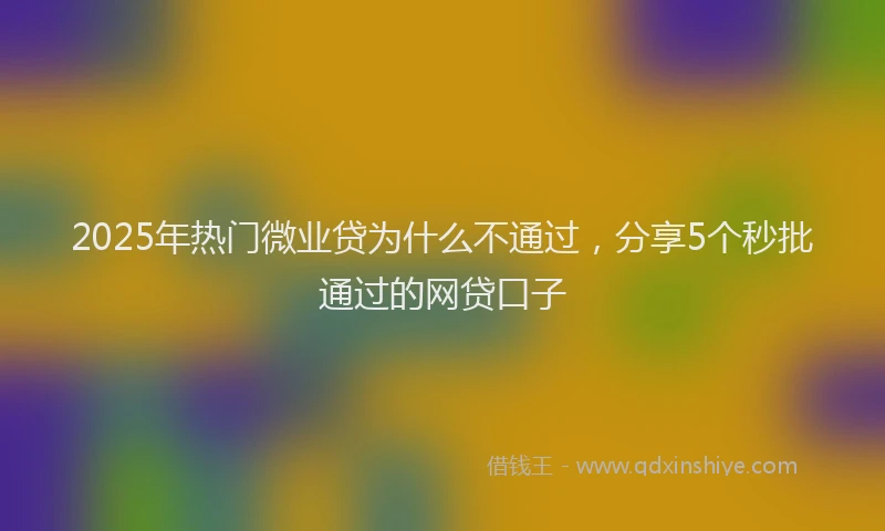 2025年热门微业贷为什么不通过，分享5个秒批通过的网贷口子