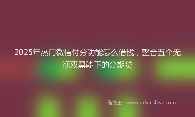 2025年热门微信付分功能怎么借钱，整合五个无视双黑能下的分期贷