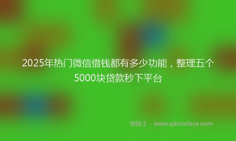 2025年热门微信借钱都有多少功能，整理五个5000块贷款秒下平台