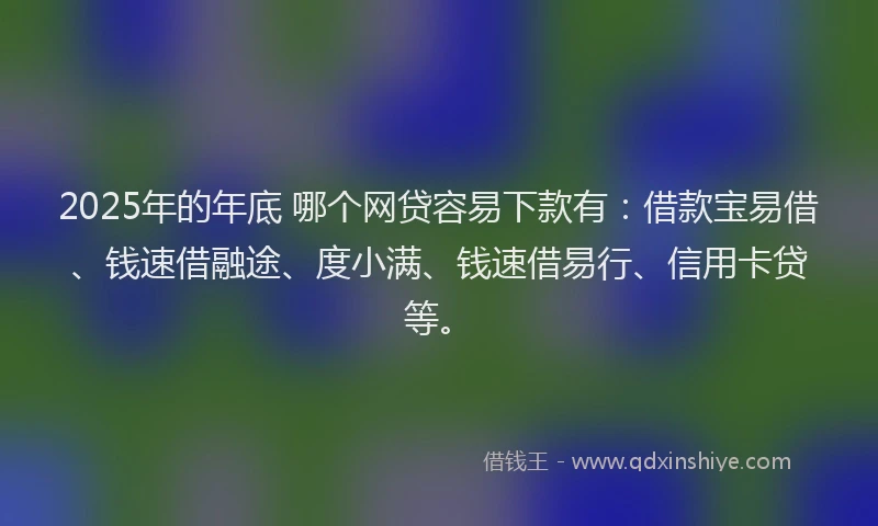 2025年的年底 哪个网贷容易下款有:借款宝易借、钱速借融途、度小满、钱速借易行、信用卡贷等。