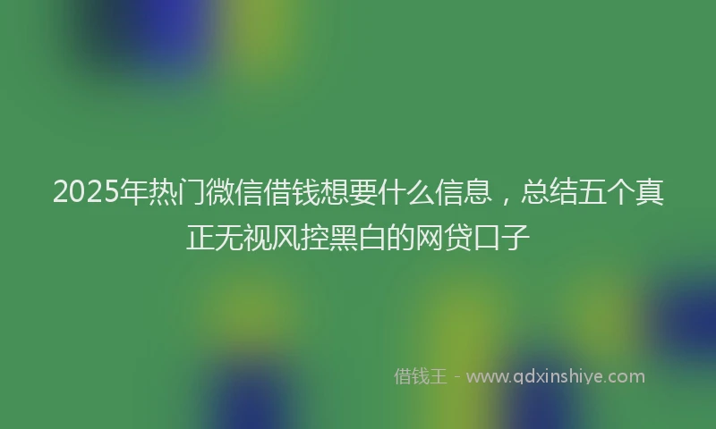 2025年热门微信借钱想要什么信息，总结五个真正无视风控黑白的网贷口子