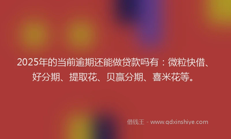 2025年的当前逾期还能做贷款吗有：微粒快借、好分期、提取花、贝赢分期、喜米花等。