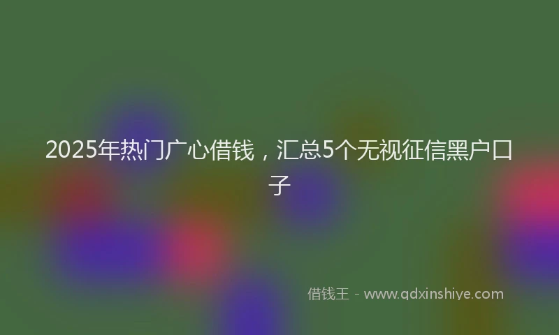 2025年热门广心借钱，汇总5个无视征信黑户口子