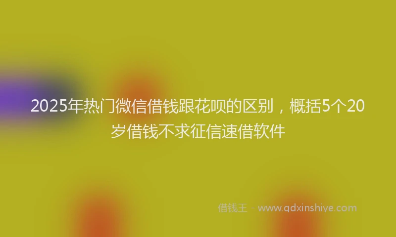 2025年热门微信借钱跟花呗的区别，概括5个20岁借钱不求征信速借软件