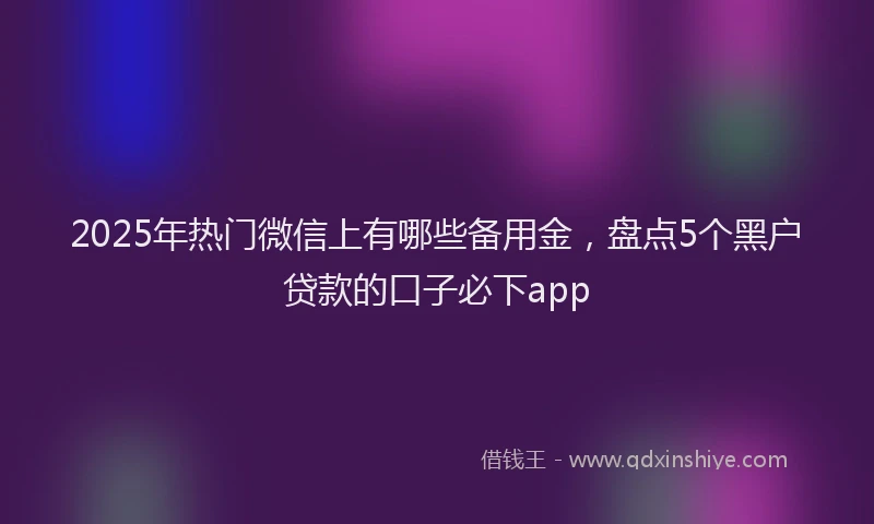 2025年热门微信上有哪些备用金，盘点5个黑户贷款的口子必下app