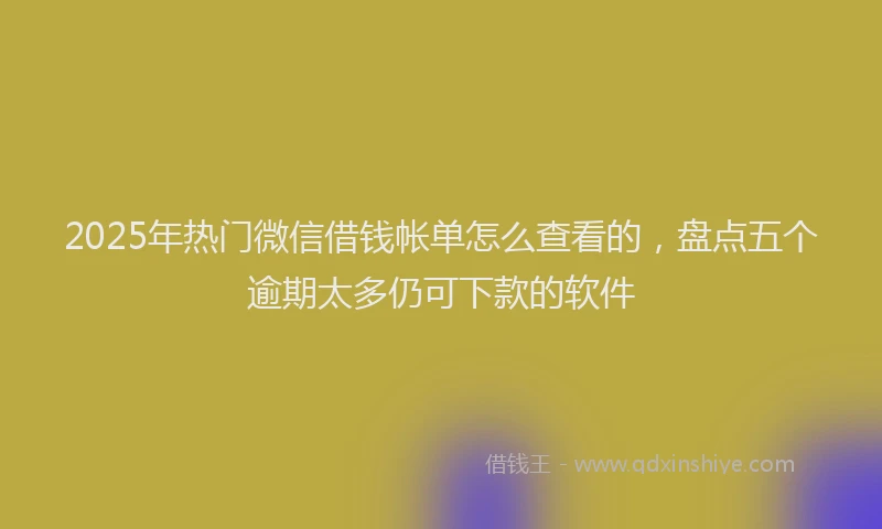 2025年热门微信借钱帐单怎么查看的，盘点五个逾期太多仍可下款的软件
