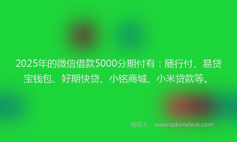 2025年的微信借款5000分期付有：随行付、易贷宝钱包、好期快贷、小铭商城、小米贷款等。