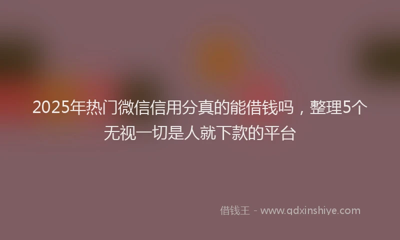 2025年热门微信信用分真的能借钱吗，整理5个无视一切是人就下款的平台