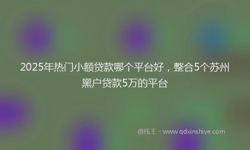 2025年热门小额贷款哪个平台好，整合5个苏州黑户贷款5万的平台