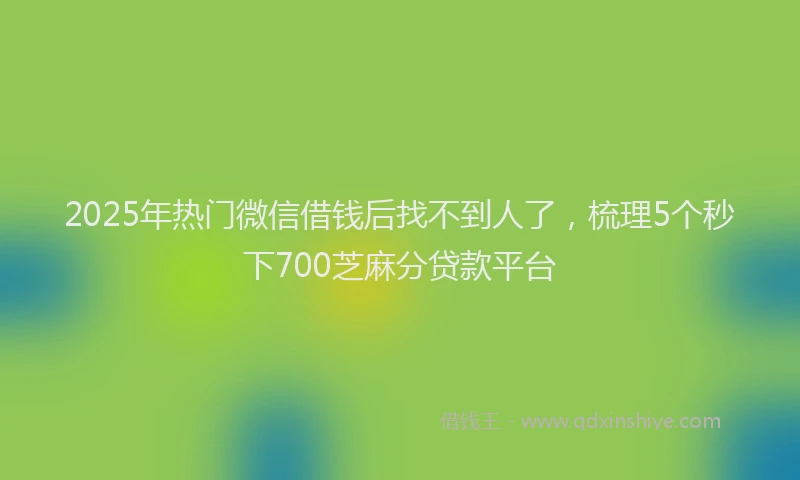 2025年热门微信借钱后找不到人了，梳理5个秒下700芝麻分贷款平台