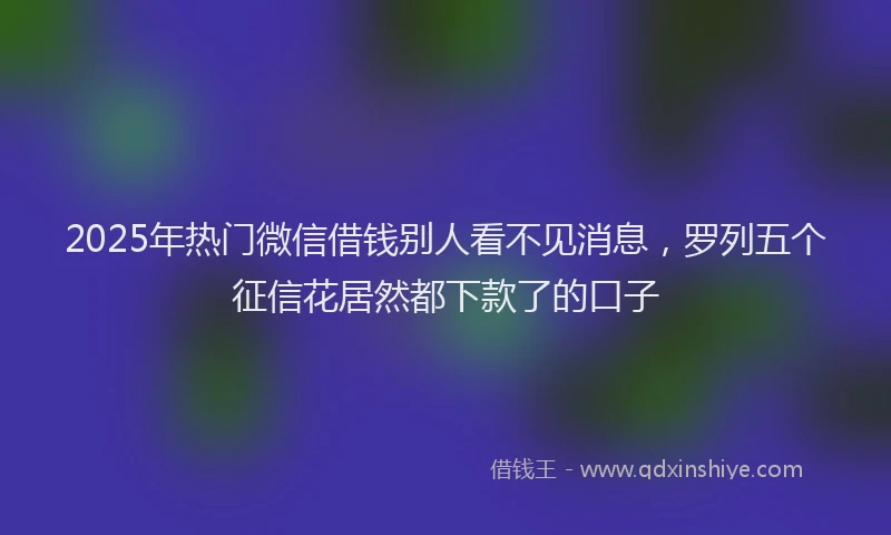 2025年热门微信借钱别人看不见消息，罗列五个征信花居然都下款了的口子