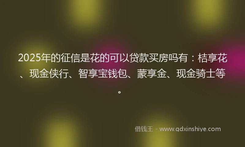 2025年的征信是花的可以贷款买房吗有：桔享花、现金侠行、智享宝钱包、蒙享金、现金骑士等。
