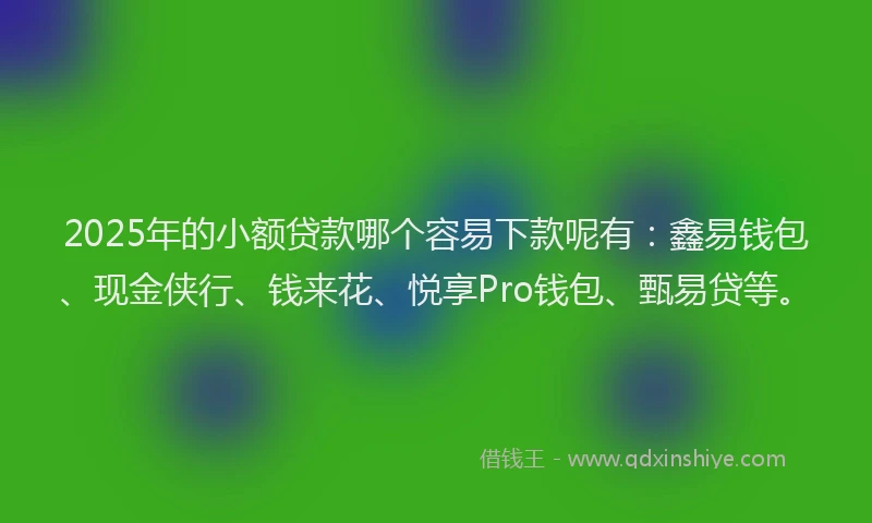 2025年的小额贷款哪个容易下款呢有：鑫易钱包、现金侠行、钱来花、悦享Pro钱包、甄易贷等。