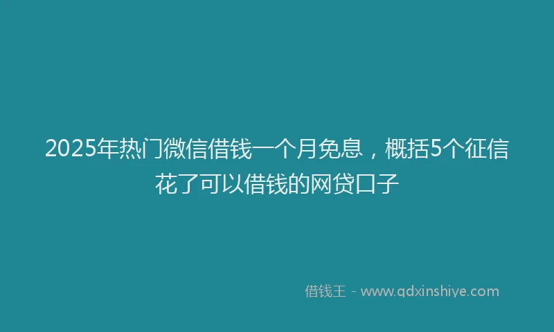 2025年热门微信借钱一个月免息，概括5个征信花了可以借钱的网贷口子