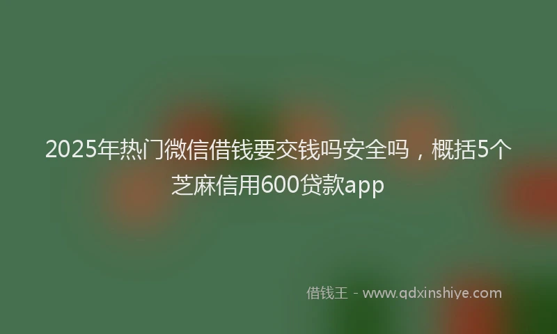 2025年热门微信借钱要交钱吗安全吗，概括5个芝麻信用600贷款app