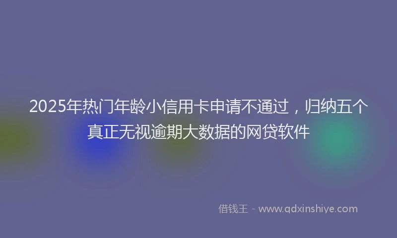 2025年热门年龄小信用卡申请不通过，归纳五个真正无视逾期大数据的网贷软件