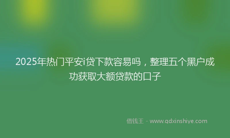 2025年热门平安i贷下款容易吗，整理五个黑户成功获取大额贷款的口子