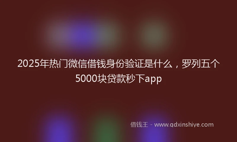 2025年热门微信借钱身份验证是什么，罗列五个5000块贷款秒下app