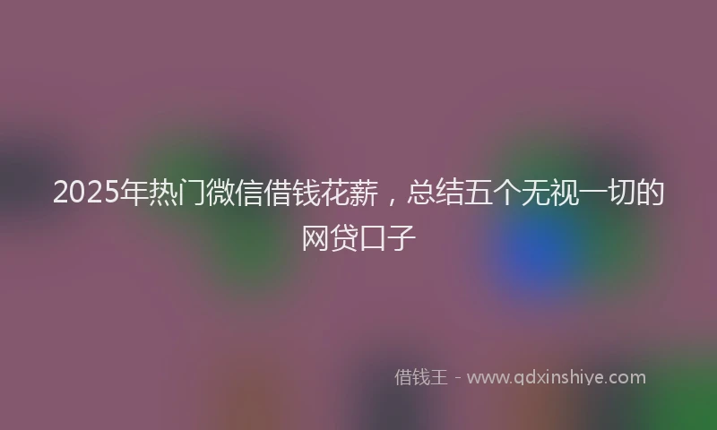 2025年热门微信借钱花薪，总结五个无视一切的网贷口子