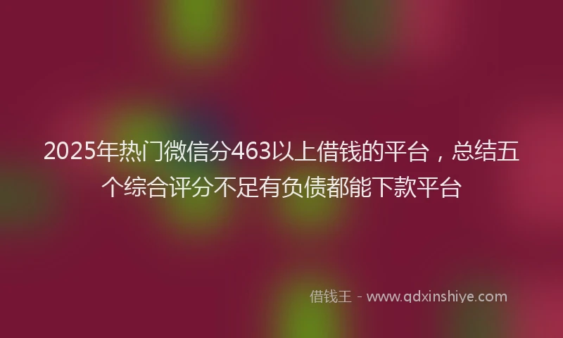 2025年热门微信分463以上借钱的平台，总结五个综合评分不足有负债都能下款平台