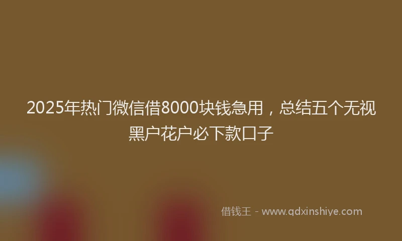 2025年热门微信借8000块钱急用，总结五个无视黑户花户必下款口子