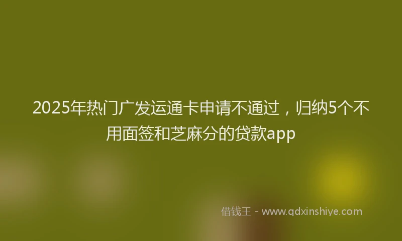 2025年热门广发运通卡申请不通过，归纳5个不用面签和芝麻分的贷款app