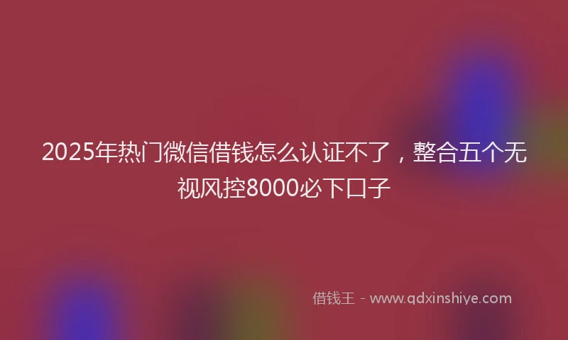 2025年热门微信借钱怎么认证不了，整合五个无视风控8000必下口子