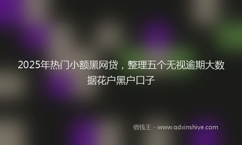 2025年热门小额黑网贷,整理五个无视逾期大数据花户黑户口子