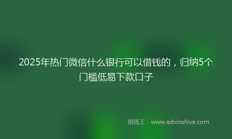 2025年热门微信什么银行可以借钱的，归纳5个门槛低易下款口子