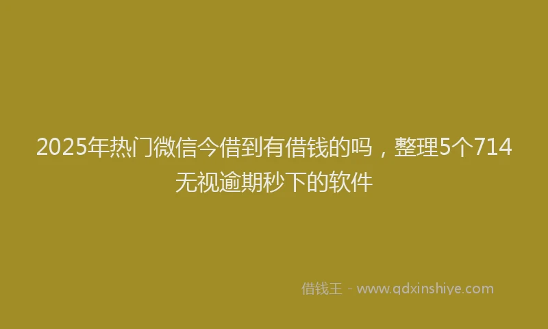 2025年热门微信今借到有借钱的吗，整理5个714无视逾期秒下的软件