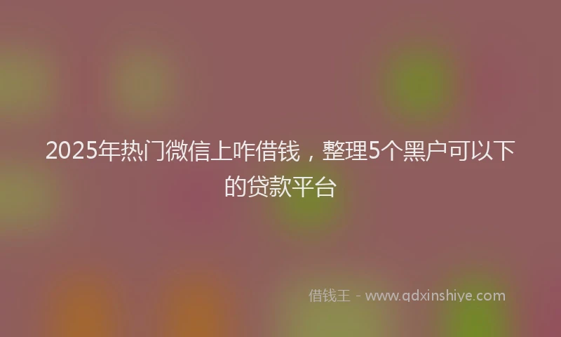 2025年热门微信上咋借钱，整理5个黑户可以下的贷款平台