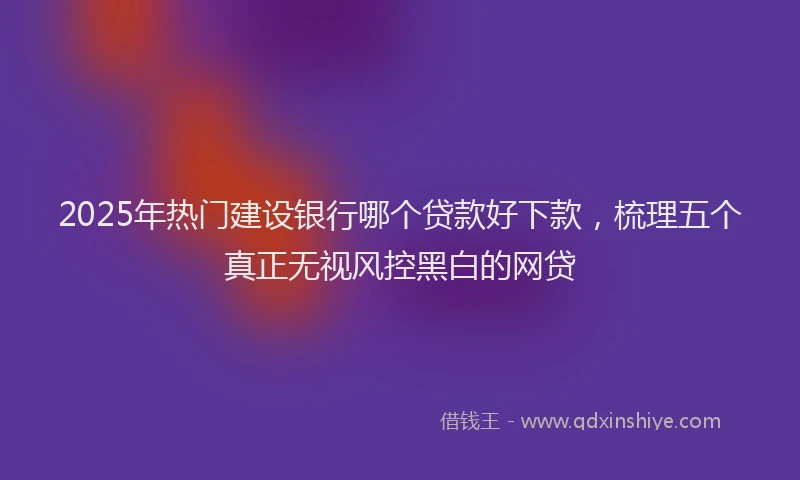 2025年热门建设银行哪个贷款好下款，梳理五个真正无视风控黑白的网贷
