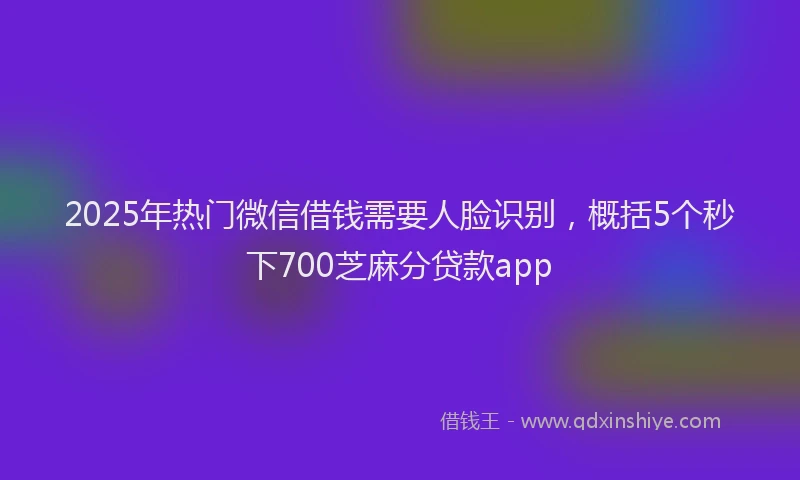 2025年热门微信借钱需要人脸识别，概括5个秒下700芝麻分贷款app