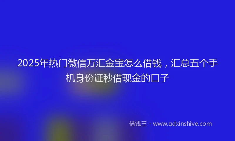 2025年热门微信万汇金宝怎么借钱，汇总五个手机身份证秒借现金的口子